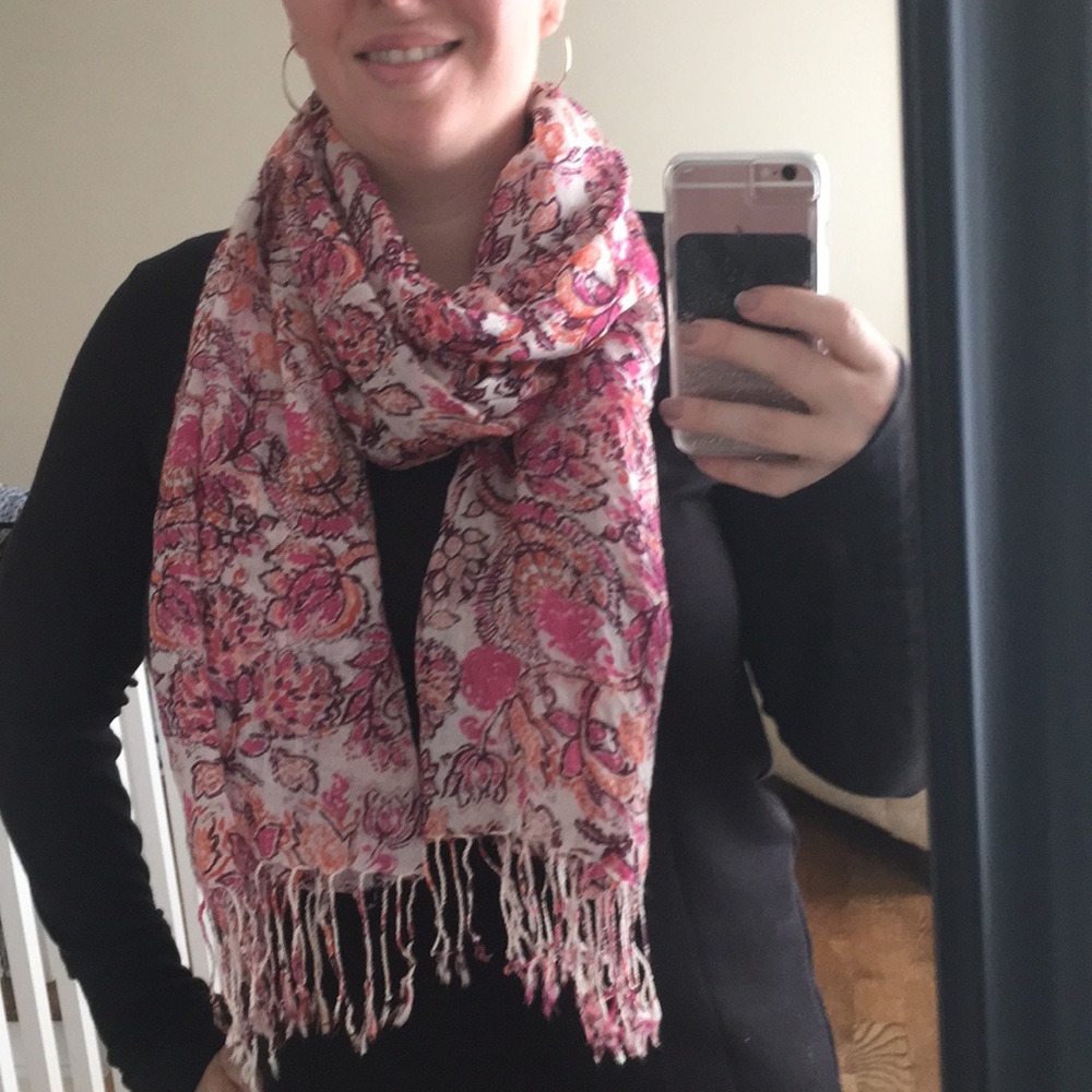 EUC pink floral scarf